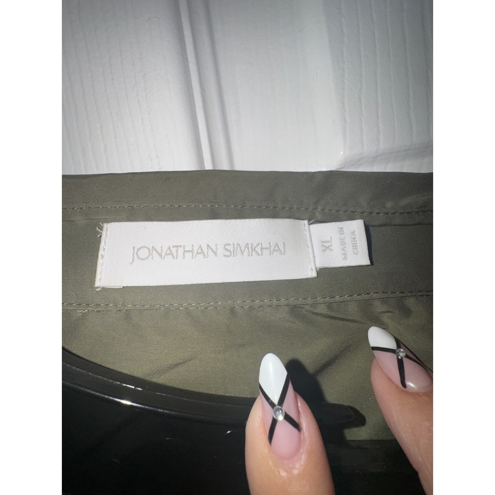 Jonathan Simkhai Olive Green Cutout Ring Mini Dress Puff Sleeve XL - Picture 8 of 8